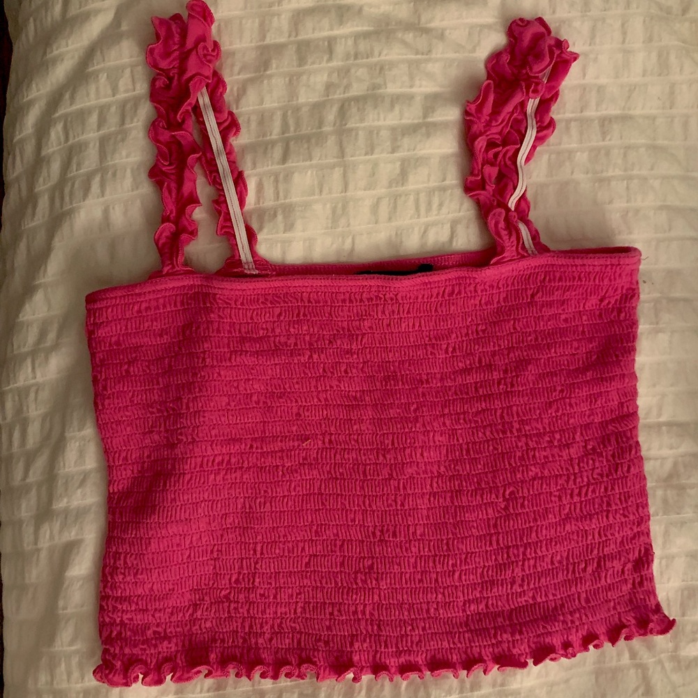 Pink ruffle forever 21 top